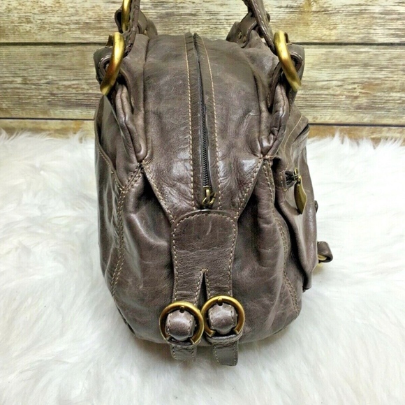 Francesco Biasia Taupe Brown Leather Shoulder Bag - Picture 3 of 8